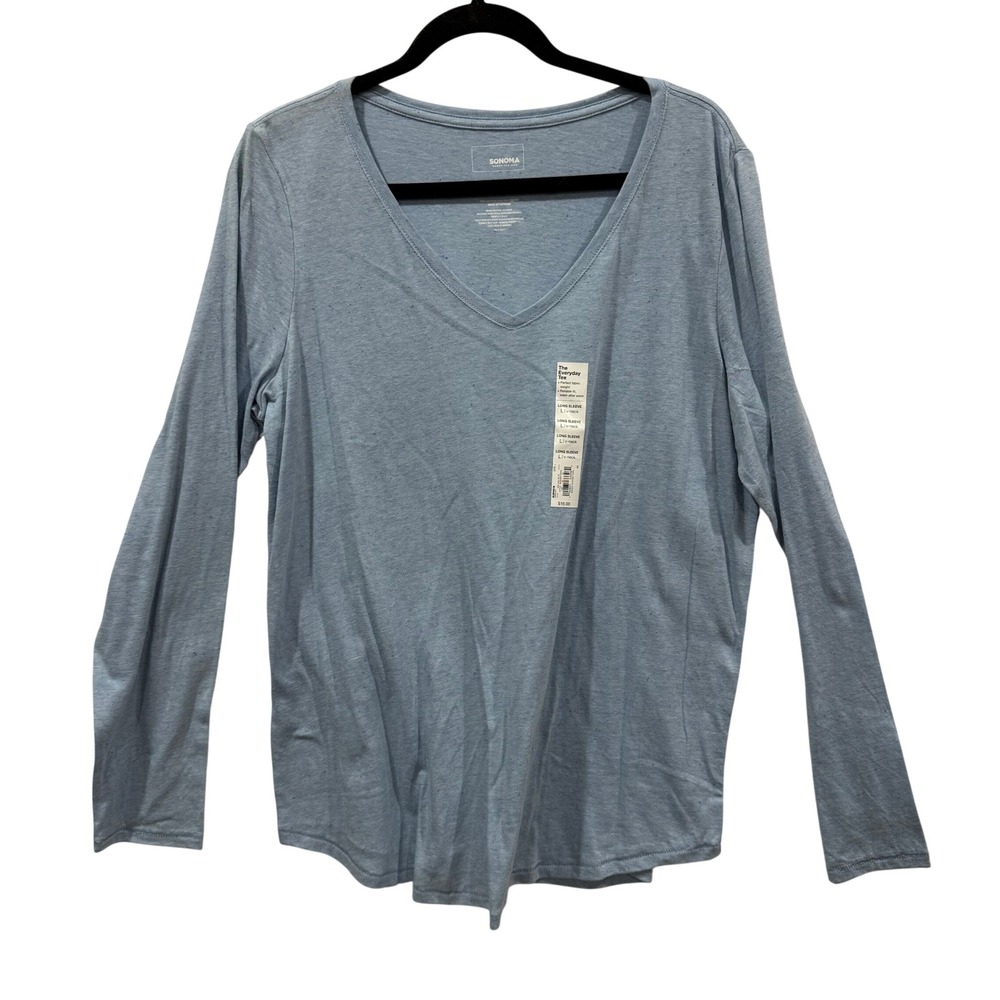 Sonoma Goods for Life The Everyday Tee Long Sleeve V Neck Light Blue Women's SzL